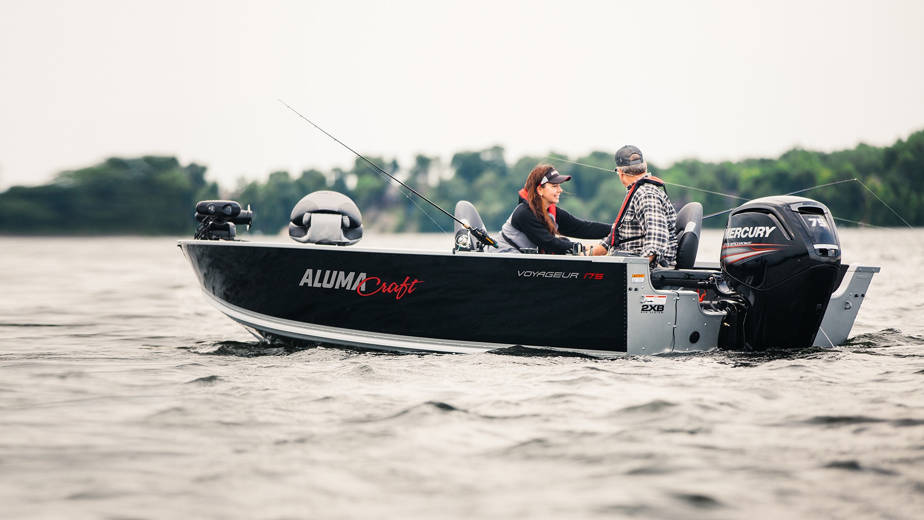 Couple fishing on an Alumacraft Aluminum Boat