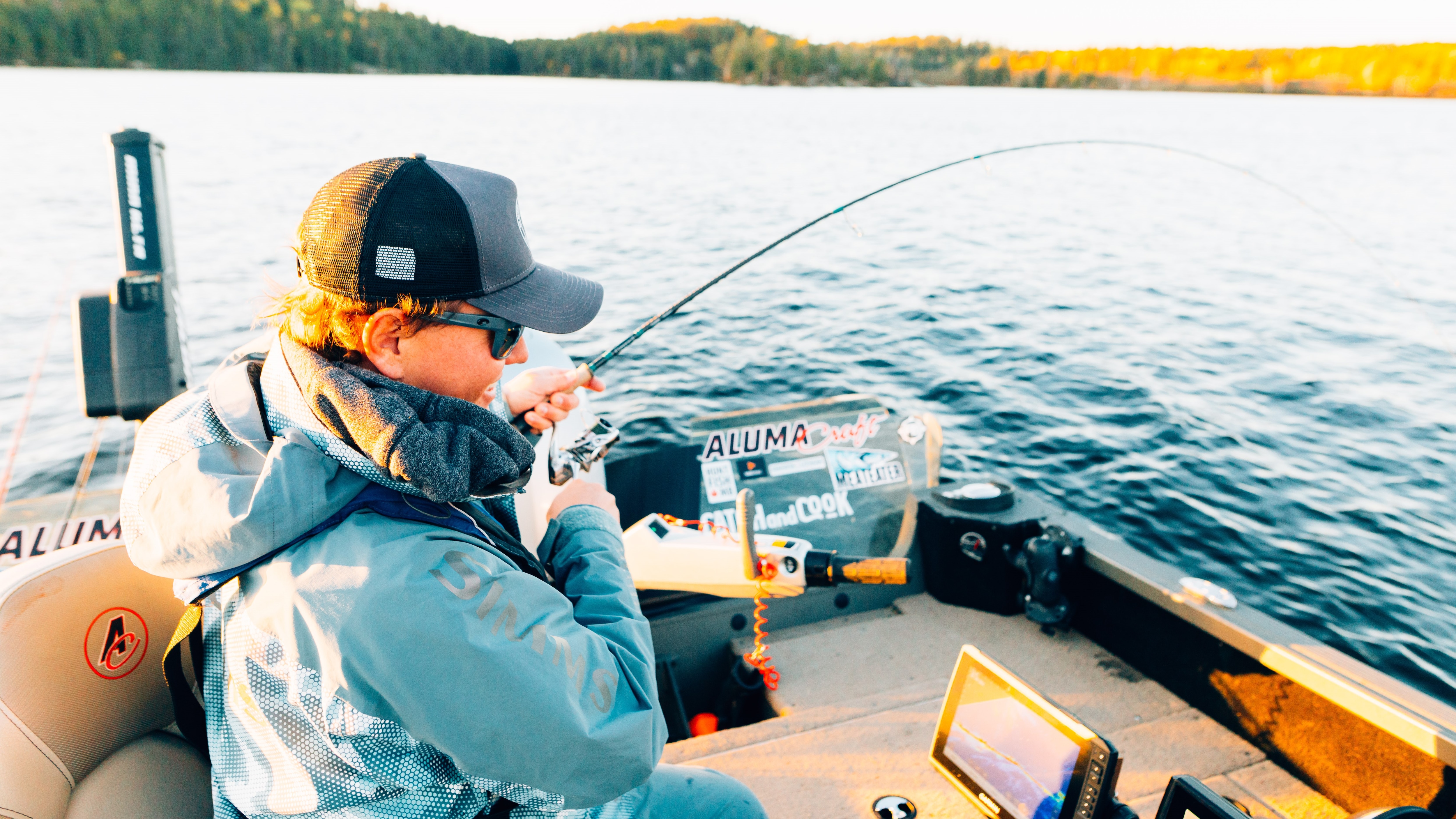 Jay Siemens casting from his Alumacraft fishing boat