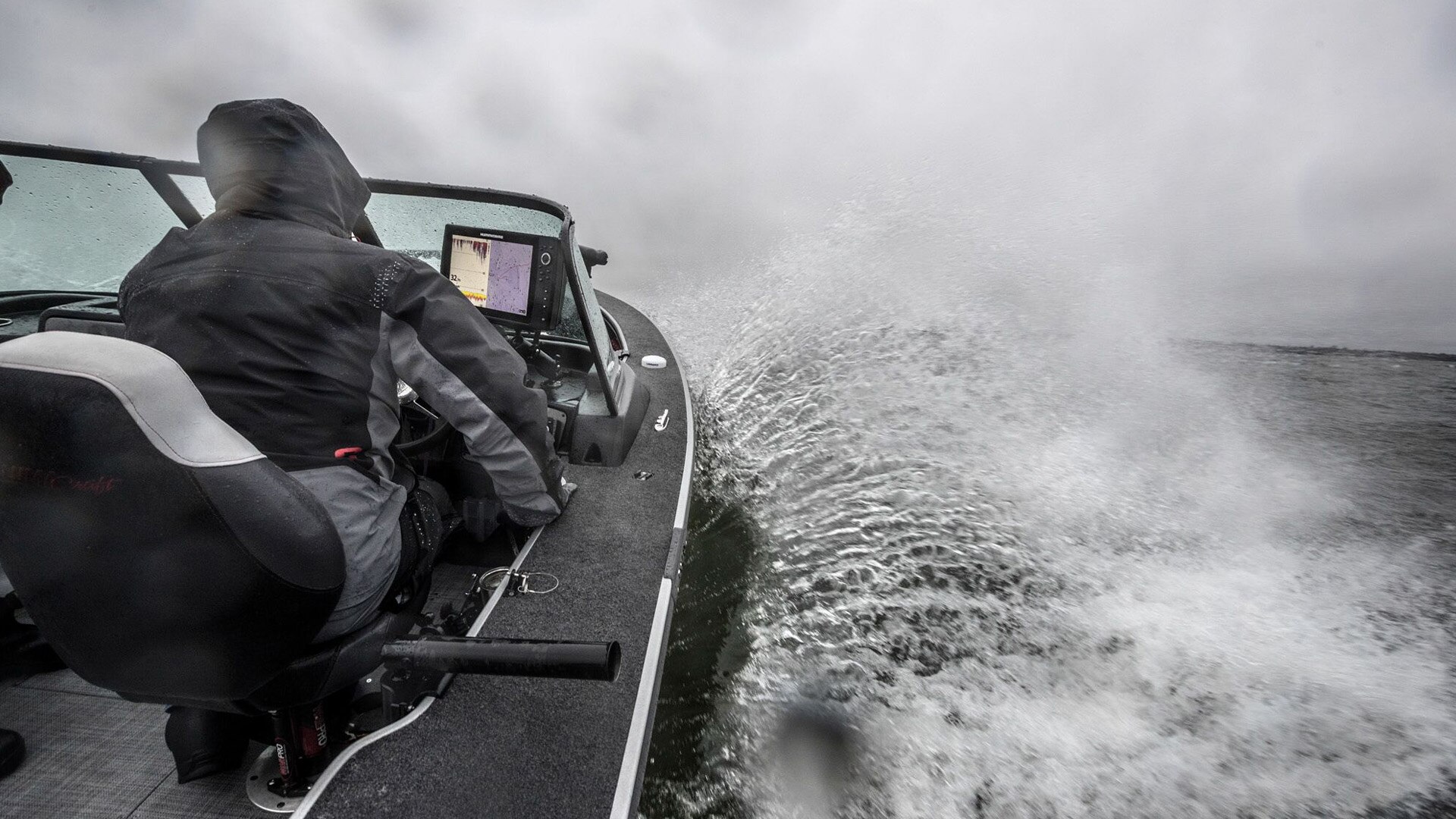 Jon Thelen, Alumacraft ambassador, fishing aboard his aluminum fishing boat