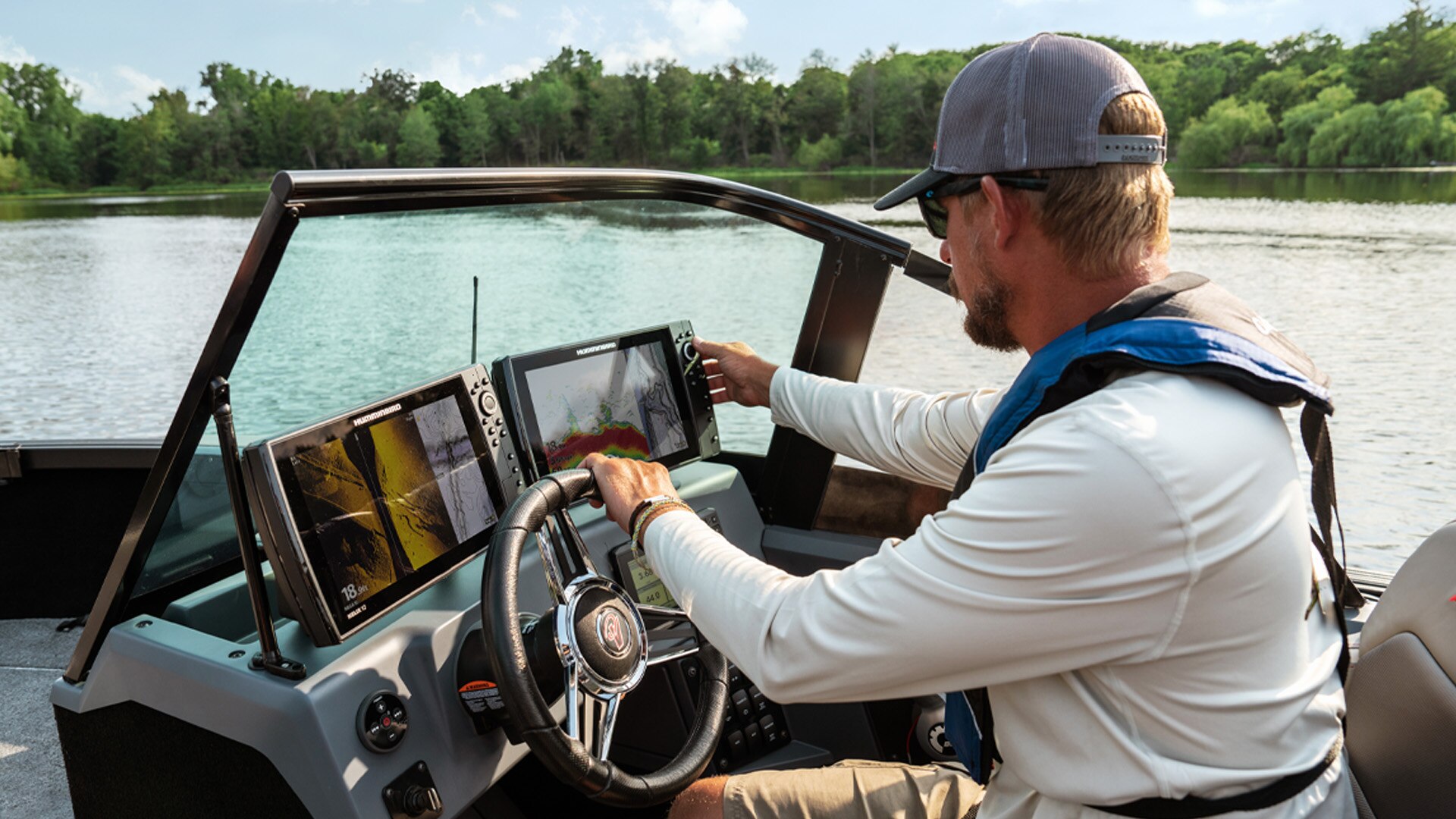 Dashboard of a 2023 Alumacraft Competitor fishing boat