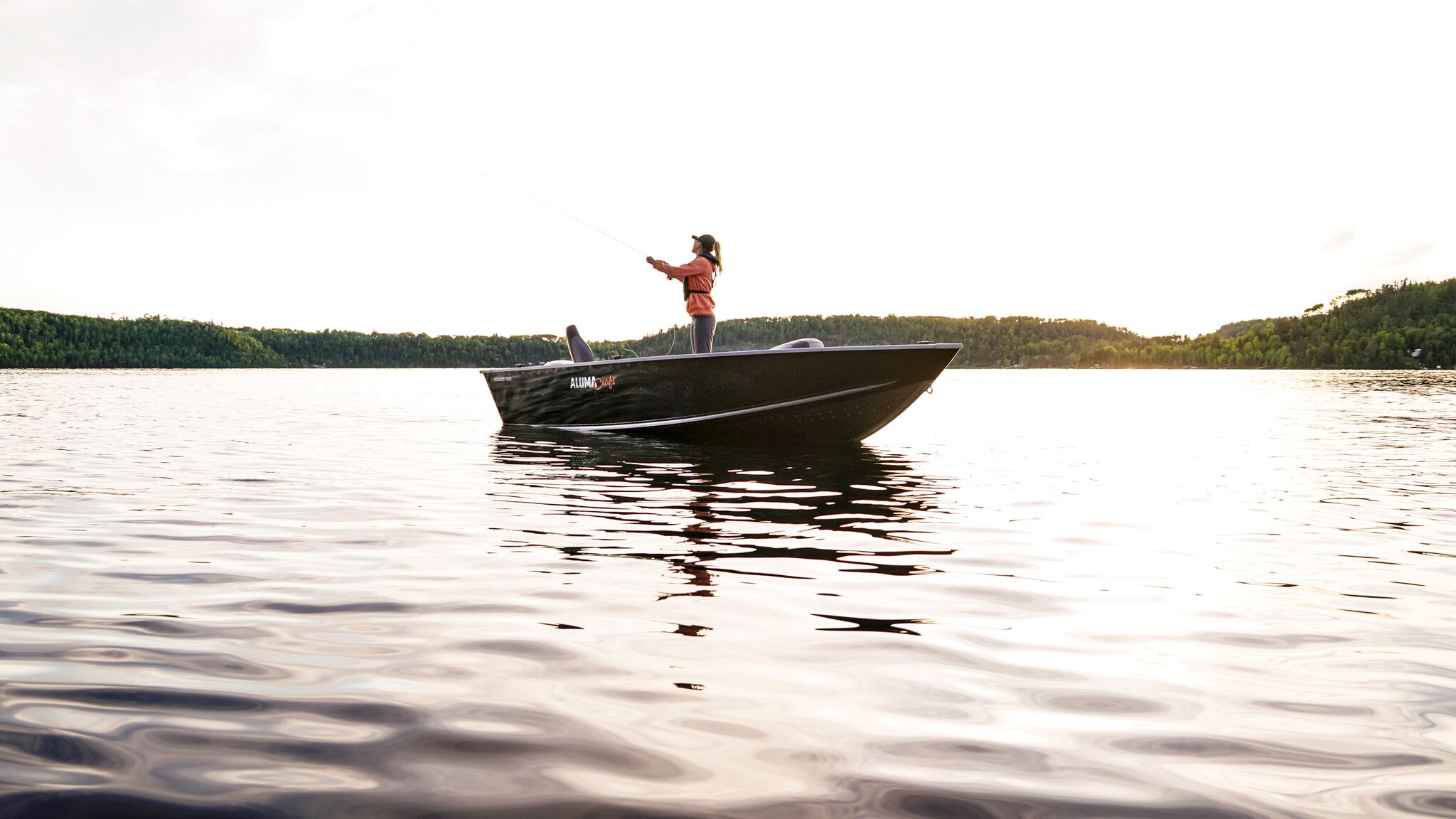 Woman fishing on 