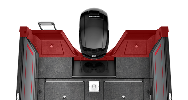 View of the X-PODS extension available on Alumacraft aluminum boats