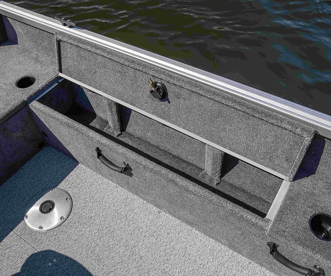 View of the storage space available on Alumacraft aluminum boats
