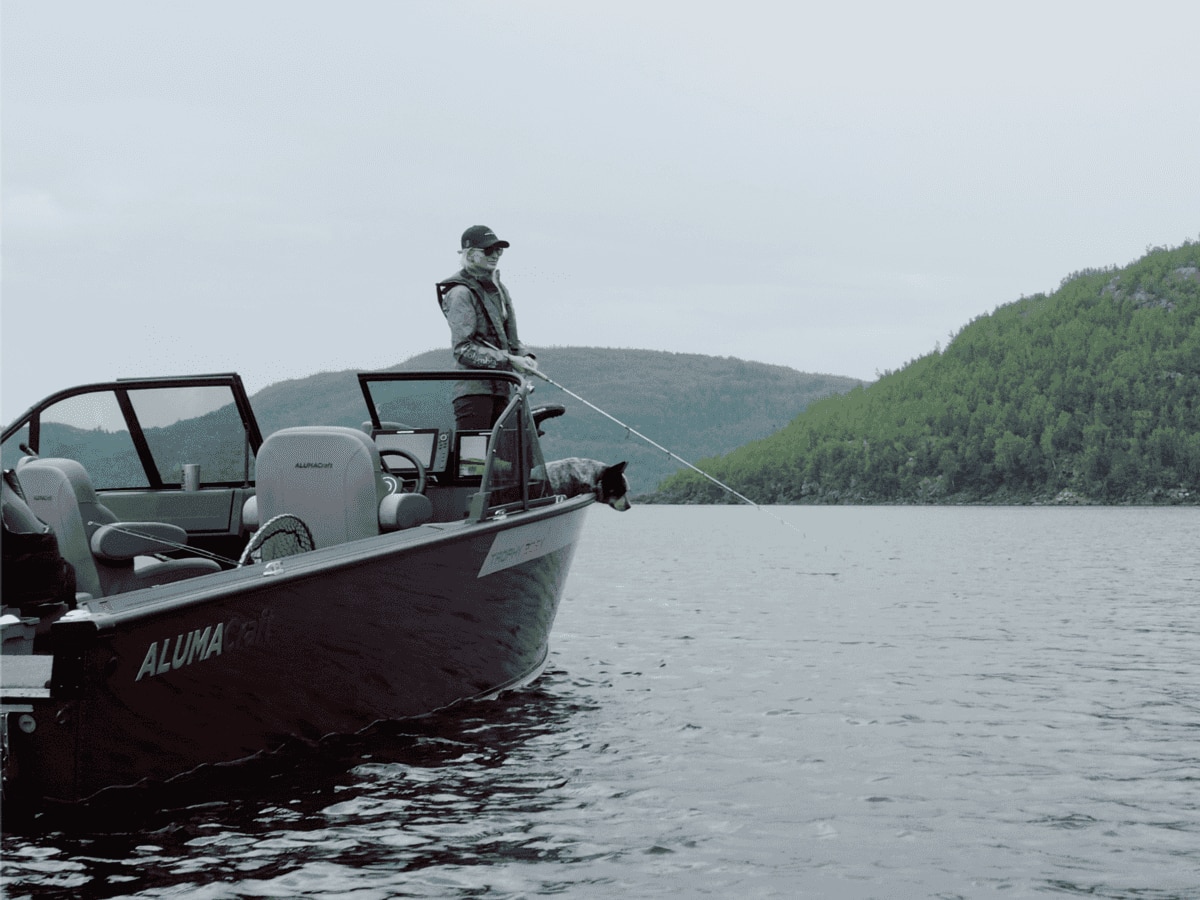 Rebekka Redd fishing on her Alumacraft 2025 aluminum boat